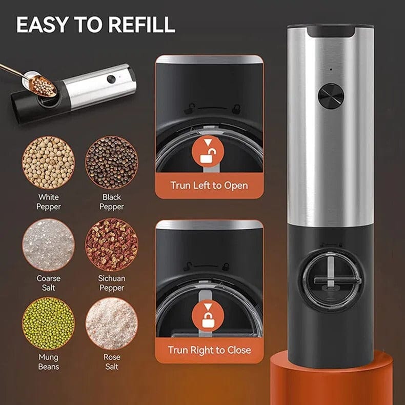 Gravity Electric Salt and Pepper Grinder Set, Automatic Upgraded Pepper and Salt  Mill with Charging Base, Adjustable Coarseness and LED Light, One Hand  Operatio… in 2023